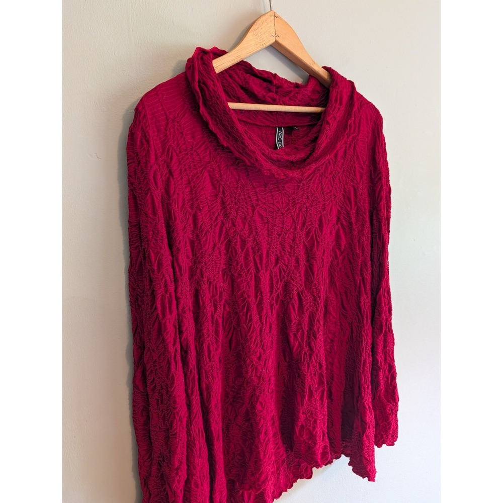 Sno Skins Top Cowl Raw Hem Stretch USA Ski Base Layer Artistic Crinkle Textured - Picture 2 of 16